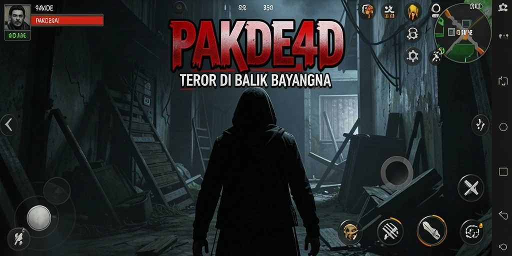Tampilan gameplay PAKDE4D dengan suasana horror yang menegangkan.