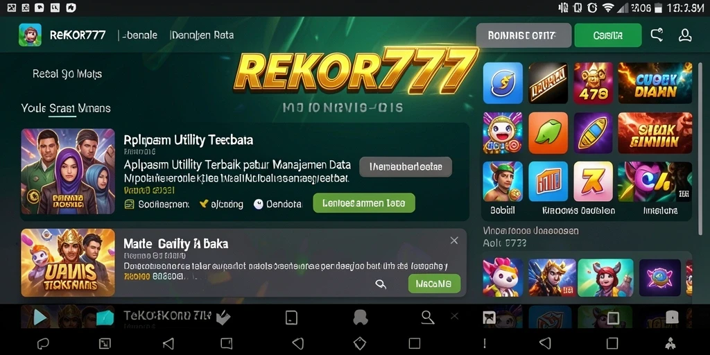 Tampilan antarmuka intuitif aplikasi REKOR777 untuk manajemen data.